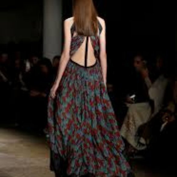 NEW Sophie Theallet Blue Silk Floral Long Dress SZ 6 - Picture 3 of 9